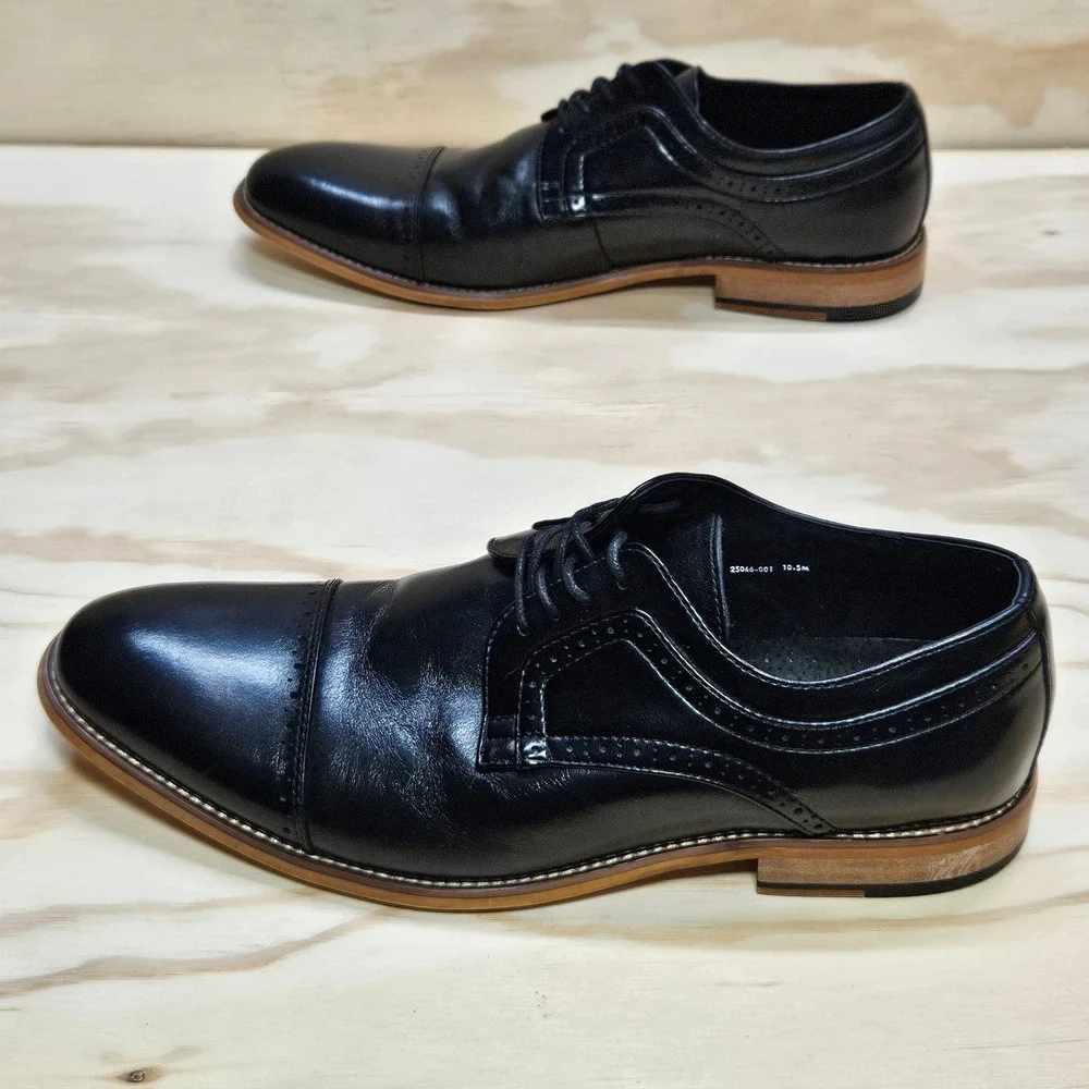 Stacy Adams Dickinson Mens Black Leather Cap Toe Oxford Shoes 25066-001 10.5M